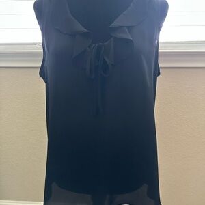 White House Black Market Black Sleeveless Blouse with Sailor/Ruffle Collar